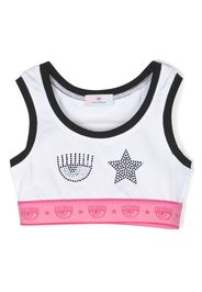 Chiara Ferragni Kids rhinestone-embellished cropped top - Bianco