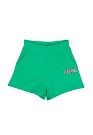 Chiara Ferragni Kids logo-embroidered stretch-cotton shorts - Verde