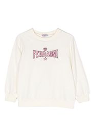 Chiara Ferragni Kids logo-embroidered stretch-cotton sweatshirt - Bianco