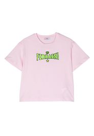 Chiara Ferragni Kids logo-embroidered cotton T-shirt - Rosa