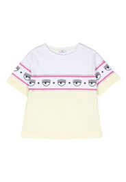 Chiara Ferragni Kids logo-stripe cotton T-shirt - Giallo