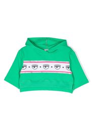 Chiara Ferragni Kids logo tape cotton hoodie - Verde