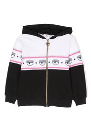 Chiara Ferragni Kids Eyelike-print zip-up hoodie - Bianco