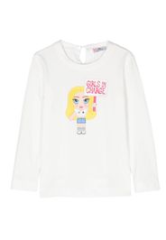 Chiara Ferragni Kids Top a maniche lunghe con stampa grafica - Bianco