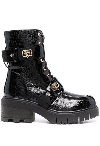 Chiara Ferragni embossed-croco ankle boots - Nero