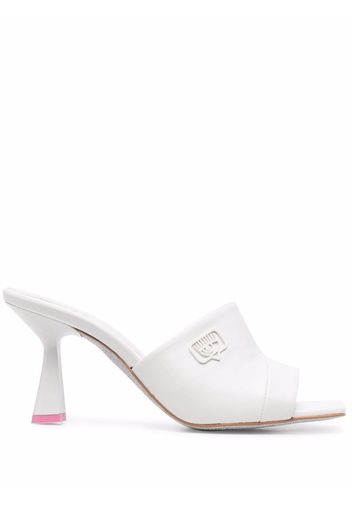 Chiara Ferragni logo-patch detail mules - Bianco