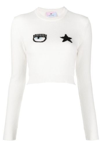 Chiara Ferragni logo-embroidered knitted jumper - Bianco