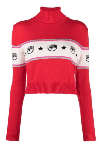 Chiara Ferragni Logomania-panel roll-neck jumper - Rosso