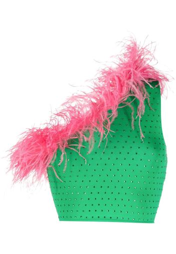 Chiara Ferragni ostrich feather Party Top - Verde