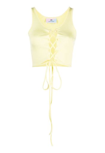 Chiara Ferragni lace-up sleeveless crop top - Giallo