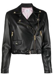 Chiara Ferragni zip-up faux leather biker jacket - Nero