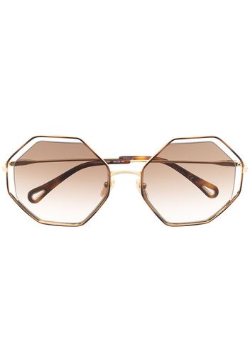 Chloé Eyewear oversized angular-frame sunglasses - Marrone