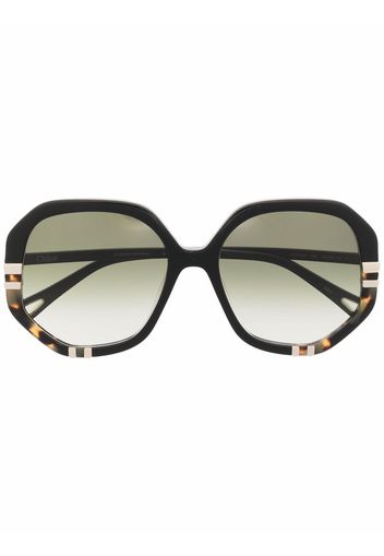 Chloé Eyewear Occhiali da sole tondi oversize - Nero