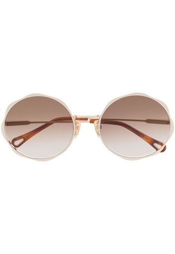 Chloé Eyewear Occhiali da sole tondi con logo inciso - Oro