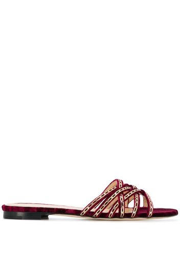 Nina chain-trimmed velvet slippers