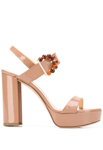 Tori beaded-buckle platform sandals