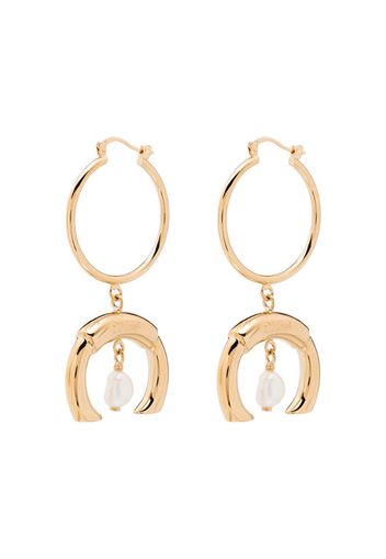 gold tone hoop pearl earrings