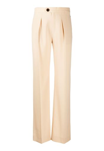 pleated straight trousers