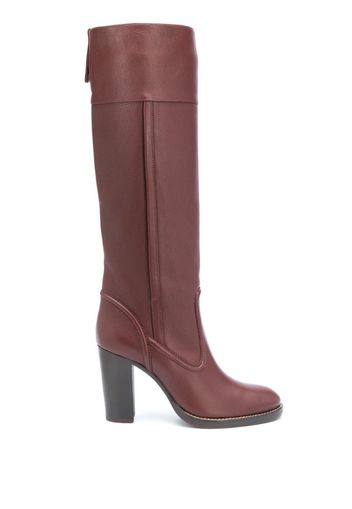 calf-length leather boots