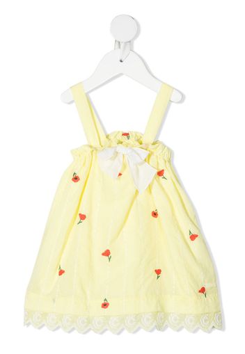 Chloé Kids floral-embroidered scalloped dungarees - Giallo