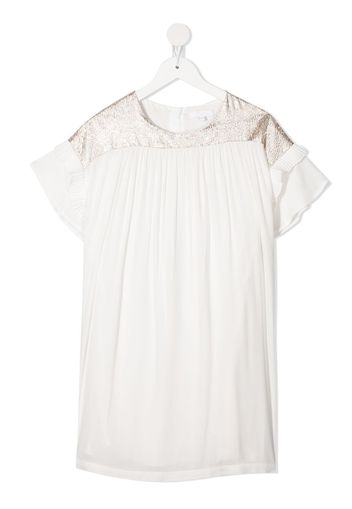 Chloé Kids Vestito con pannello di pizzo - Bianco