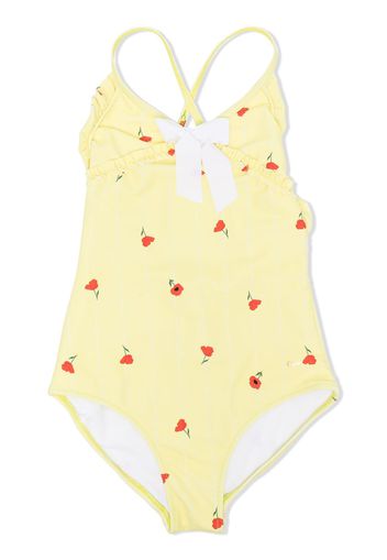 Chloé Kids Costume intero a fiori - Giallo