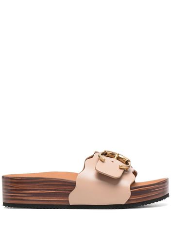 Chloé Lauren buckle flat sandals - Toni neutri