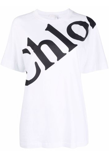 Chloé maxi logo-print short-sleeve T-shirt - Bianco