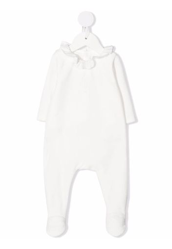 Chloé Kids ruffled-neck long-sleeve pajamas - Bianco