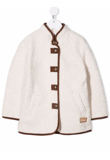 Chloé Kids contrasting-trim buttoned jacket - Bianco