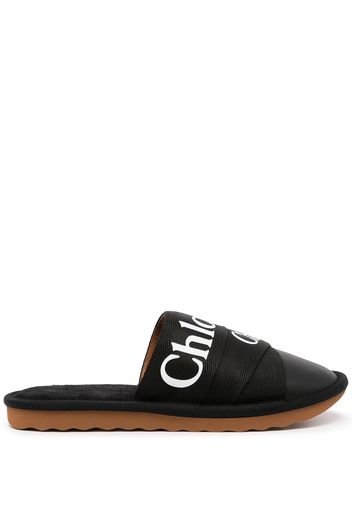 Chloé Woody logo-strap slippers - Nero