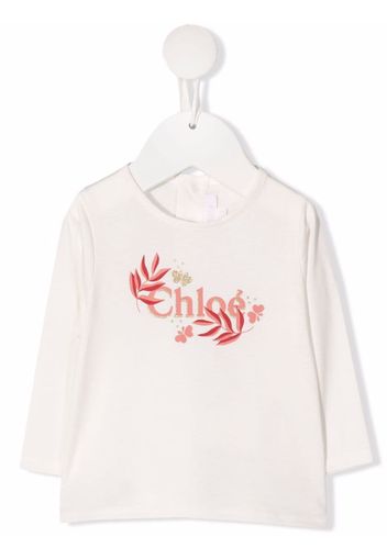 Chloé Kids T-shirt con paillettes - Bianco