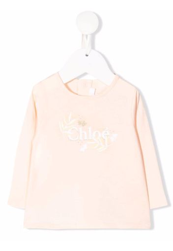 Chloé Kids glitter logo T-shirt - Rosa