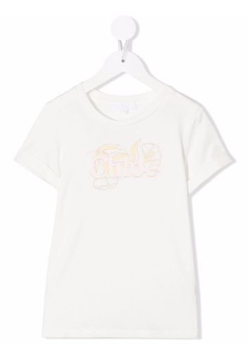 Chloé Kids logo-print cotton T-shirt - Bianco