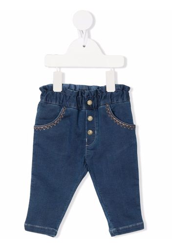 Chloé Kids stitch-detail denim jeans - Blu