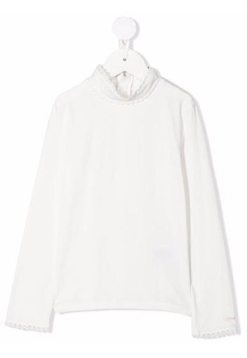 Chloé Kids scallop-edge T-shirt - Bianco