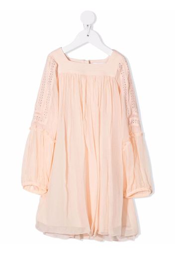 Chloé Kids long-sleeved gathered dress - Rosa