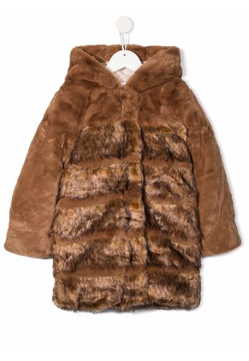 Chloé Kids faux fur hooded coat - Marrone