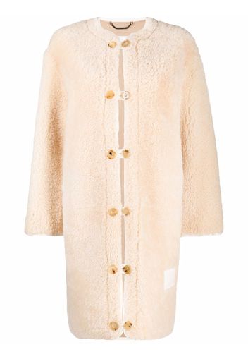 Chloé single-breasted shearling coat - Toni neutri