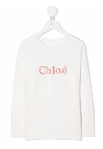 Chloé Kids embroidered-logo T-shirt - Bianco