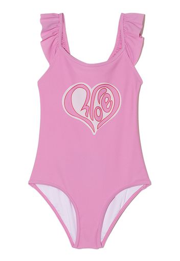 Chloé Kids Costume intero con logo - Rosa