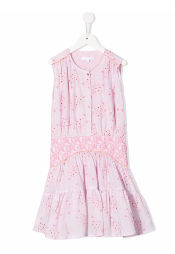 Chloé Kids floral print flared dress - Rosa