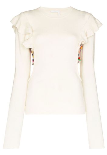 Chloé ruffled cut-out jumper - Bianco