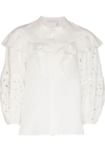 Chloé broderie-anglaise ruffled blouse - Bianco