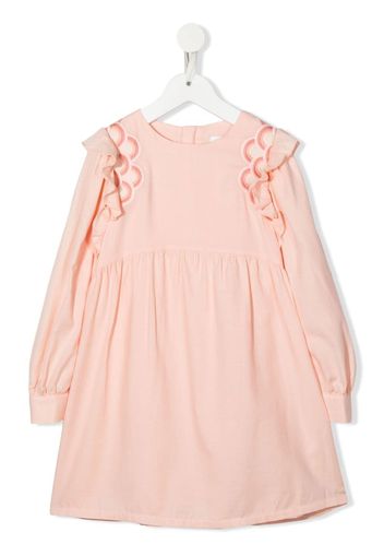 Chloé Kids embroidered-scallop Ceremony dress - Rosa