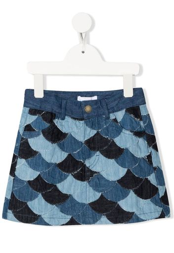 Chloé Kids patchwork-detail denim skit - Blu