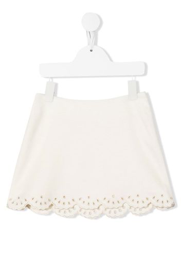 Chloé Kids A-line scallop cotton skirt - Bianco