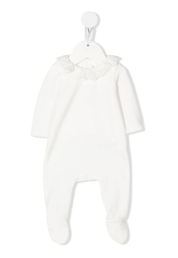 Chloé Kids ruffled-collar cotton-blend babygrow - Bianco