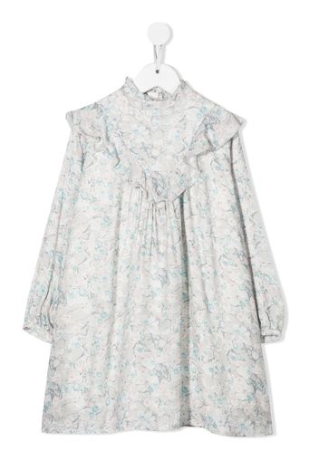 Chloé Kids floral ruffle long-sleeve dress - Grigio