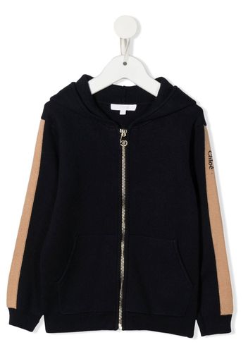 Chloé Kids logo-detail zip-up bomber jacket - Blu